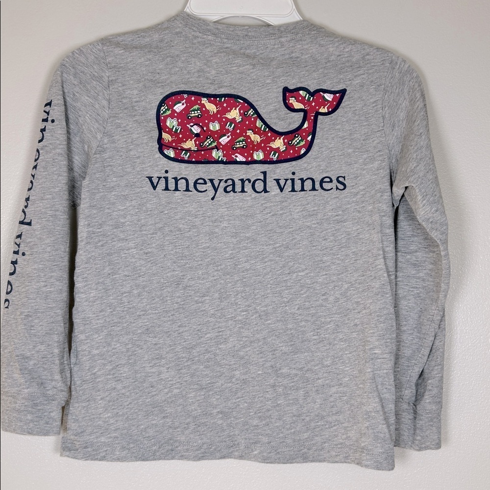 Vineyard Vines Kids Christmas Gray Long Sleeve Tee